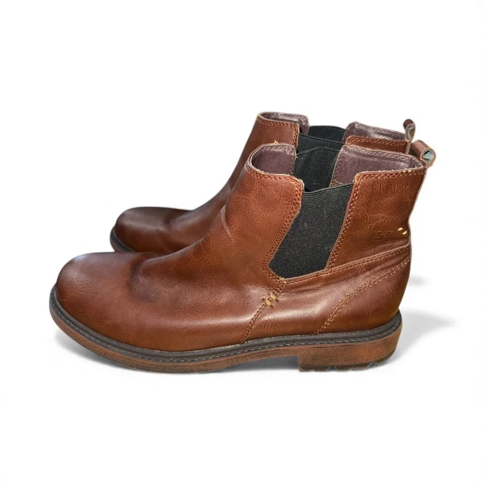 Vince Camuto Kent‎ Mens 6.5M Pre-Owned Brown Faux Leather Ankle Slip On Boots